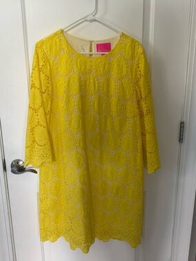 Lilly Pulitzer Bright Yellow Lace Dress - Women's Size 12
